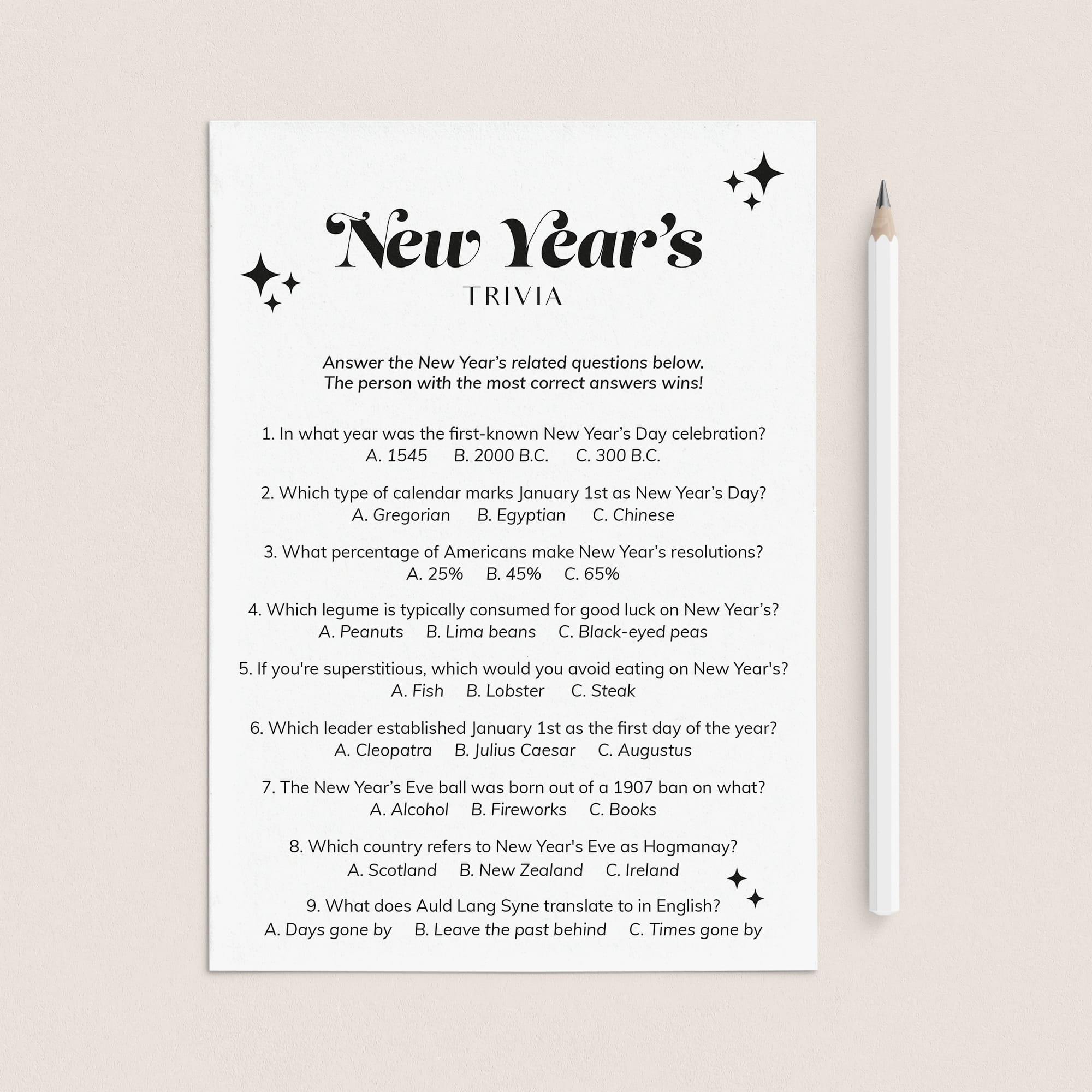 New Year's Eve Trivia Questions and Answers Printable – LittleSizzle new-year-s-eve-trivia-questions-and-answers-printable-littlesizzle