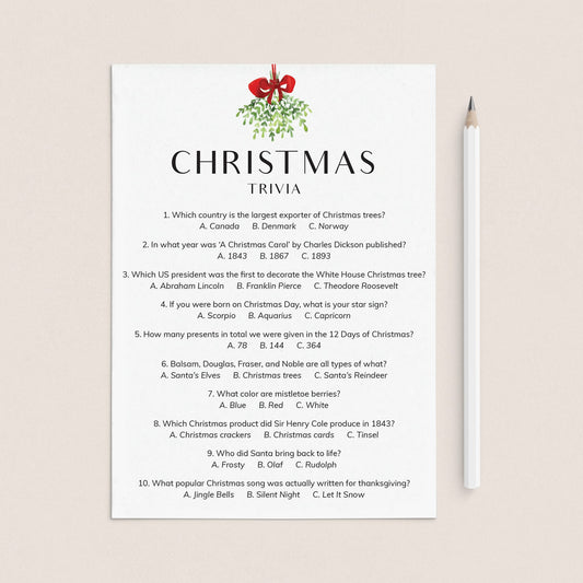 Printable Christmas Trivia Questions and Answers by LittleSizzle