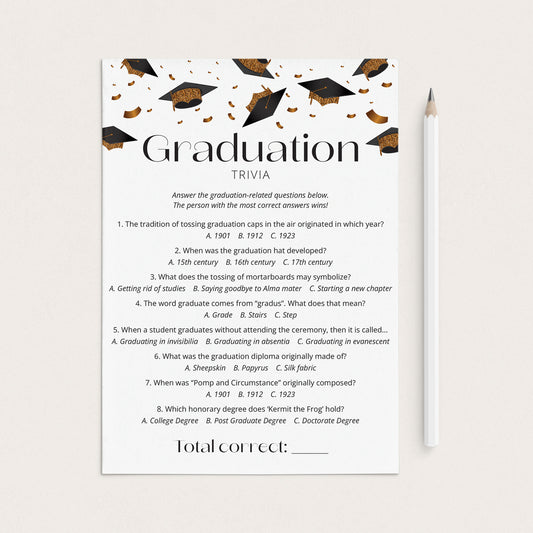 Graduation Trivia with Answers Printable by LittleSizzle