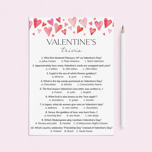 Valentine Trivia Questions and Answers Digital Download by LittleSizzle