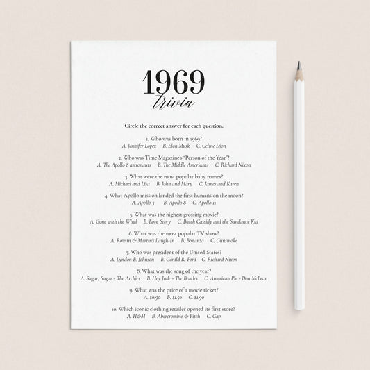 1969 Fun Facts Quiz with Answers Printable by LittleSizzle