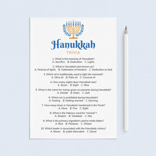 Chanukah Trivia Questions and Answers Printable by LittleSizzle