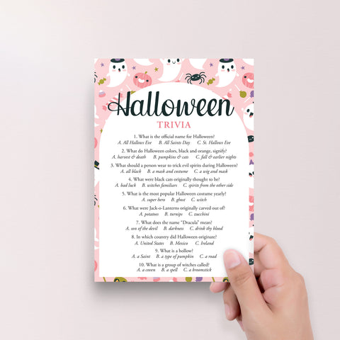 Ghostly Halloween Trivia Game for Girls Printable | Answers Included ...