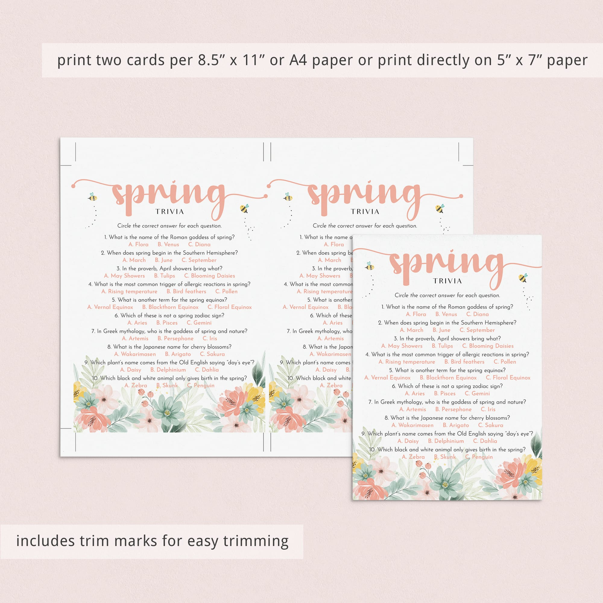 Spring Trivia Questions and Answers Printable Springtime Quiz