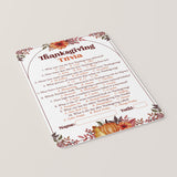 Thanksgiving Quiz Questions and Answers Printable