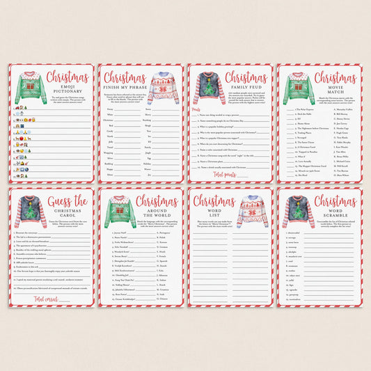 Ugly Sweater Christmas Party Games and Activities Printable by LittleSizzle