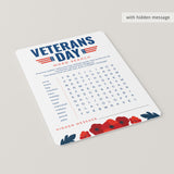 Veterans Day Word Search with Answer Key Printable