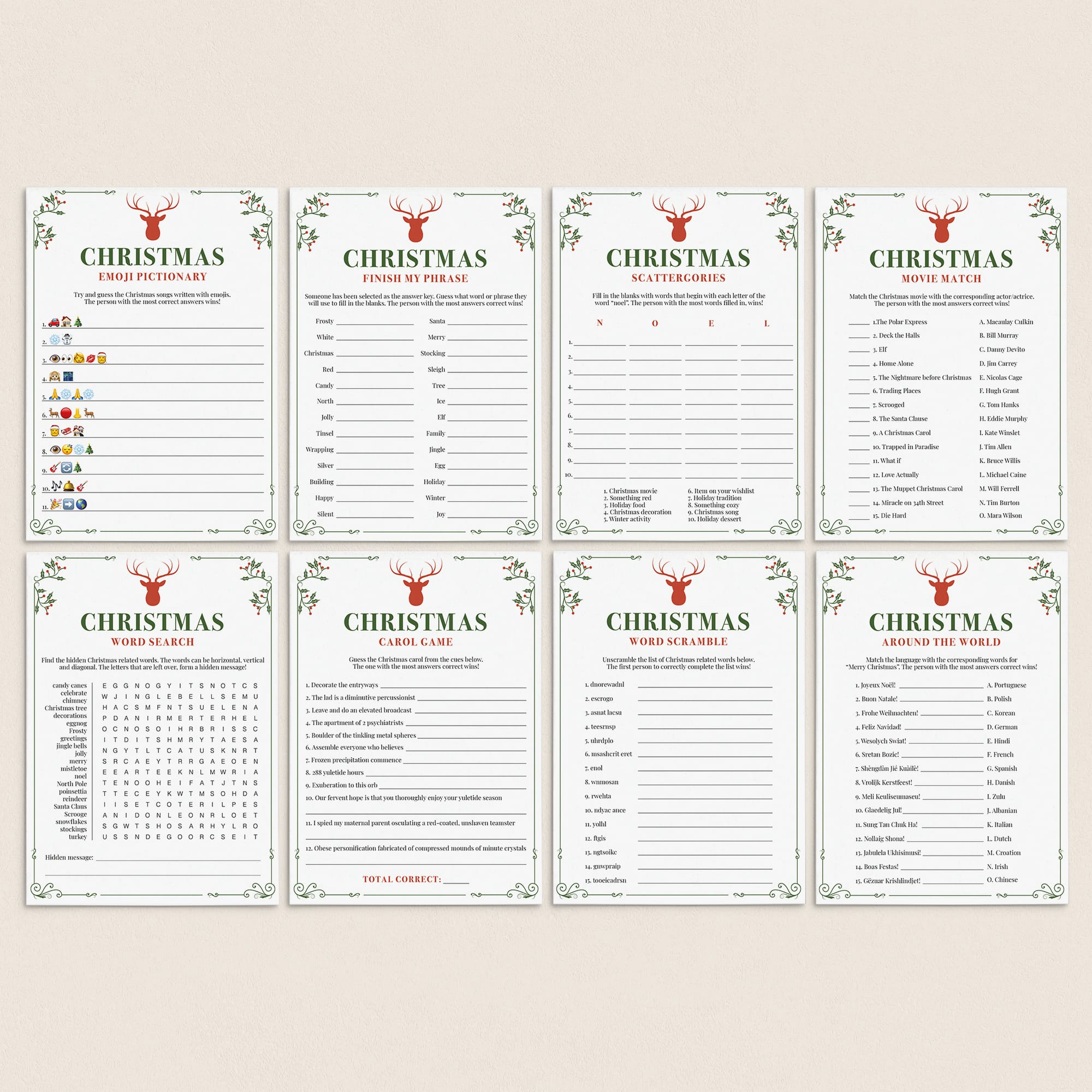 8 Popular Christmas Games to Print at Home by LittleSizzle