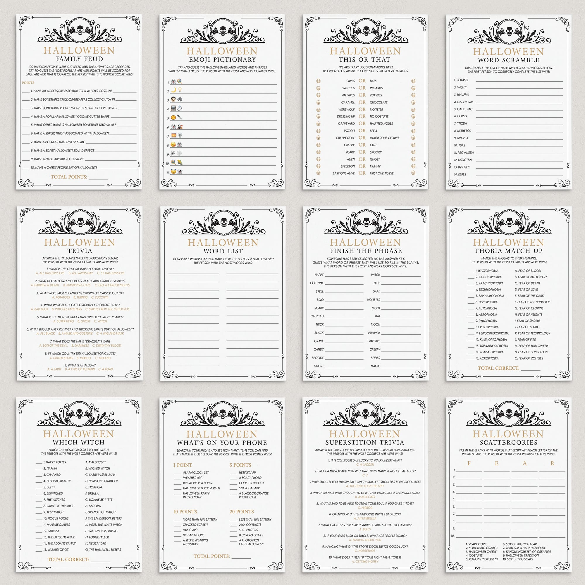 12 Halloween Party Games Adults Printable by LittleSizzle