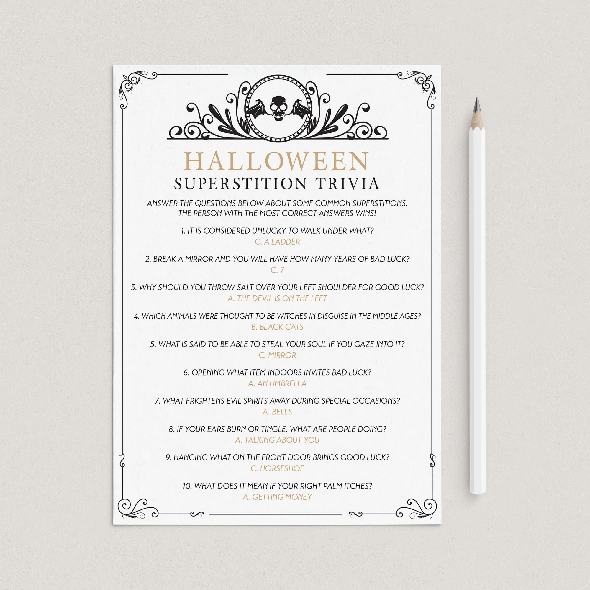 Black Skull Halloween Superstitions Quiz with Answers by LittleSizzle
