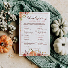 Friendsgiving Game What's On Your Phone Printable