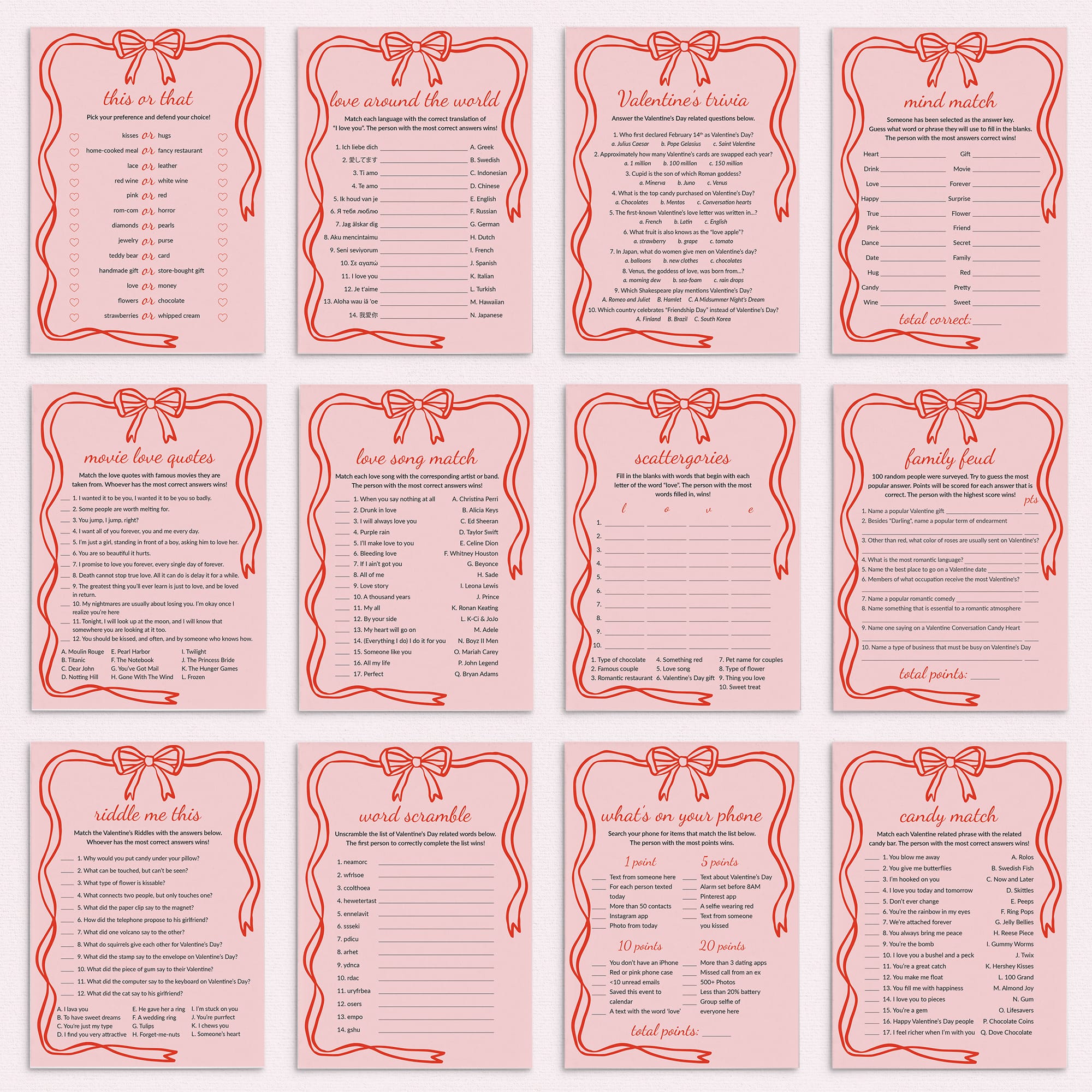 Wavy Border Valentines Day Games Printable by LittleSizzle