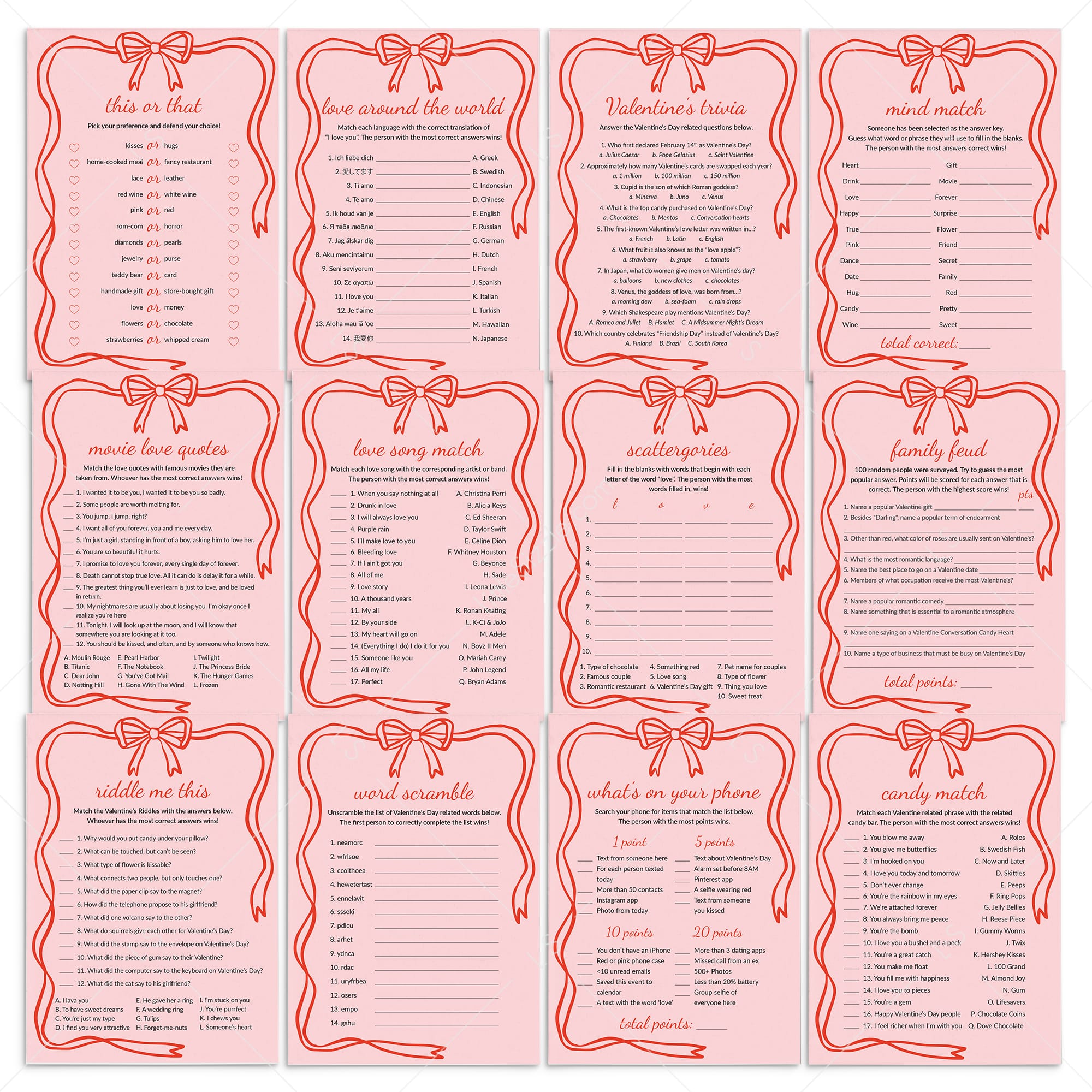 Wavy Border Valentines Day Games Printable by LittleSizzle