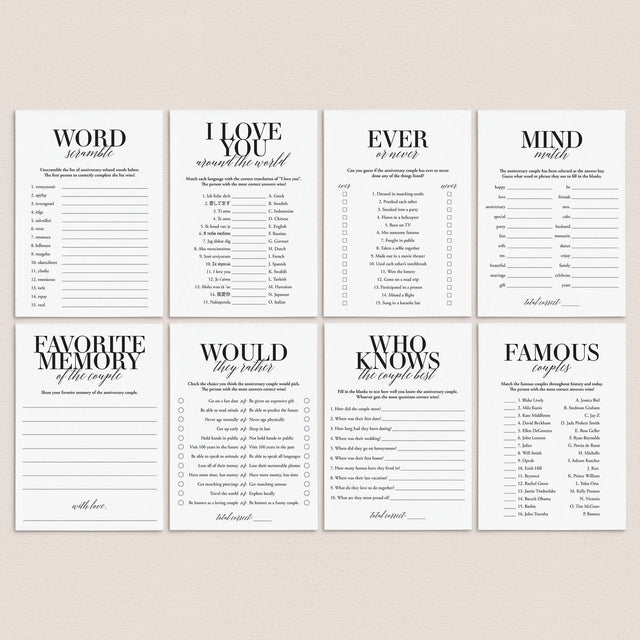 35th Anniversary Party Games Printable | 35 Wedding Anniversary Ideas ...