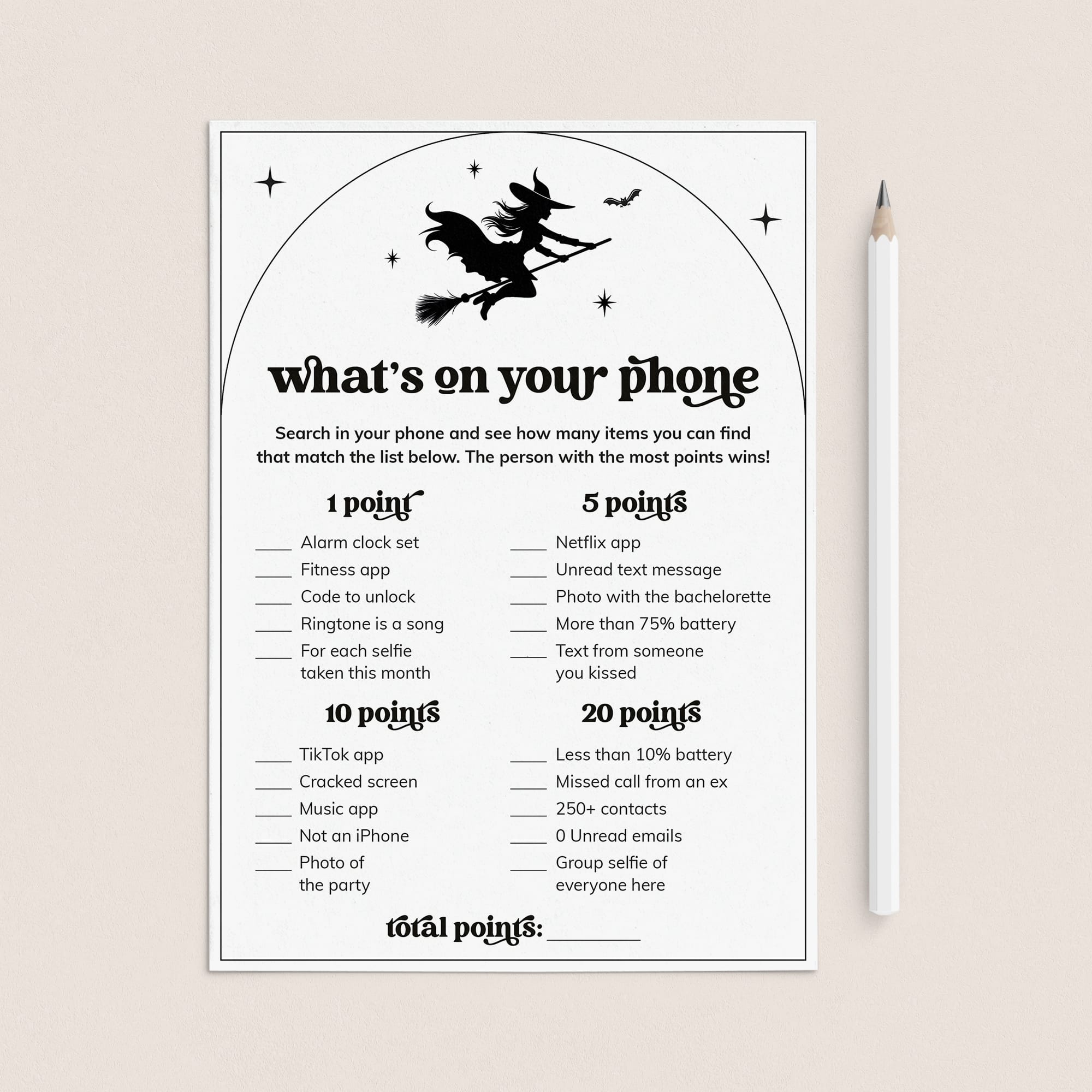 Let's Go Witches Party Game Printable What's On Your Phone by LittleSizzle