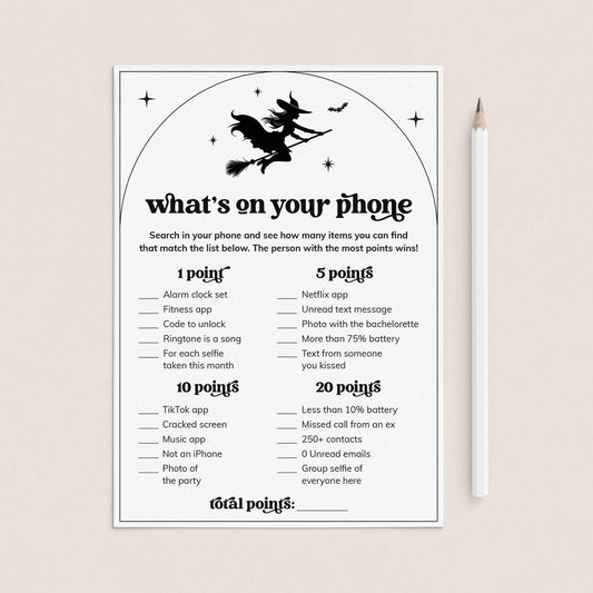 Let's Go Witches Party Game Printable What's On Your Phone by LittleSizzle