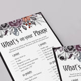 Moody Bridal Shower Game What's On Your Phone Printable