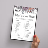 Floral Halloween Bachelorette Party Phone Game Printable