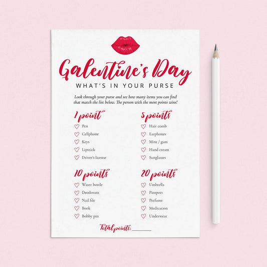 What's In Your Purse Game for Galentine's Day Printable by LittleSizzle