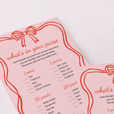 Pink Wavy Border What's In Your Purse Game Printable