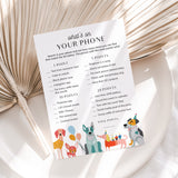 Dog Birthday What's On Your Phone Game Printable