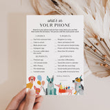 Dog Birthday What's On Your Phone Game Printable