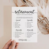 Retirement What's On Your Phone Game Printable