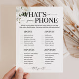 Wedding Shower Game Printable Whats On Your Phone