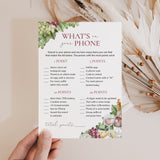 Printable What's On Your Phone Wine Game