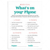 Medical What's On Your Phone Game Printable by LittleSizzle