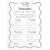 Wavy Border Graduation Party Game What's On Your Phone Printable by LittleSizzle