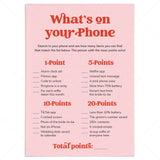 Bridal Shower What's On Your Phone Game Printable Pink and Red by LittleSizzle