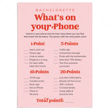 Bachelorette Party Phone Game Printable Pink and Red by LittleSizzle