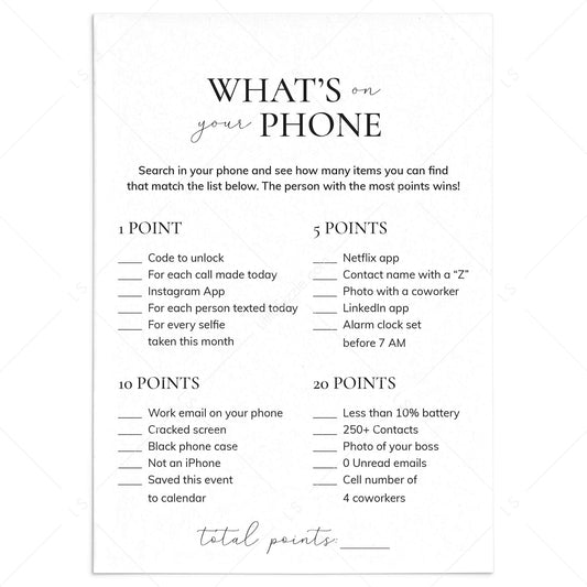Office What's On Your Phone Game Printable by LittleSizzle