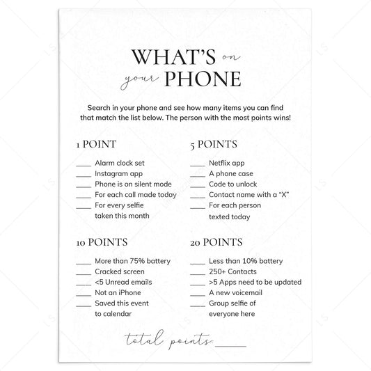 Printable What's On Your Phone Icebreaker Game Download by LittleSizzle