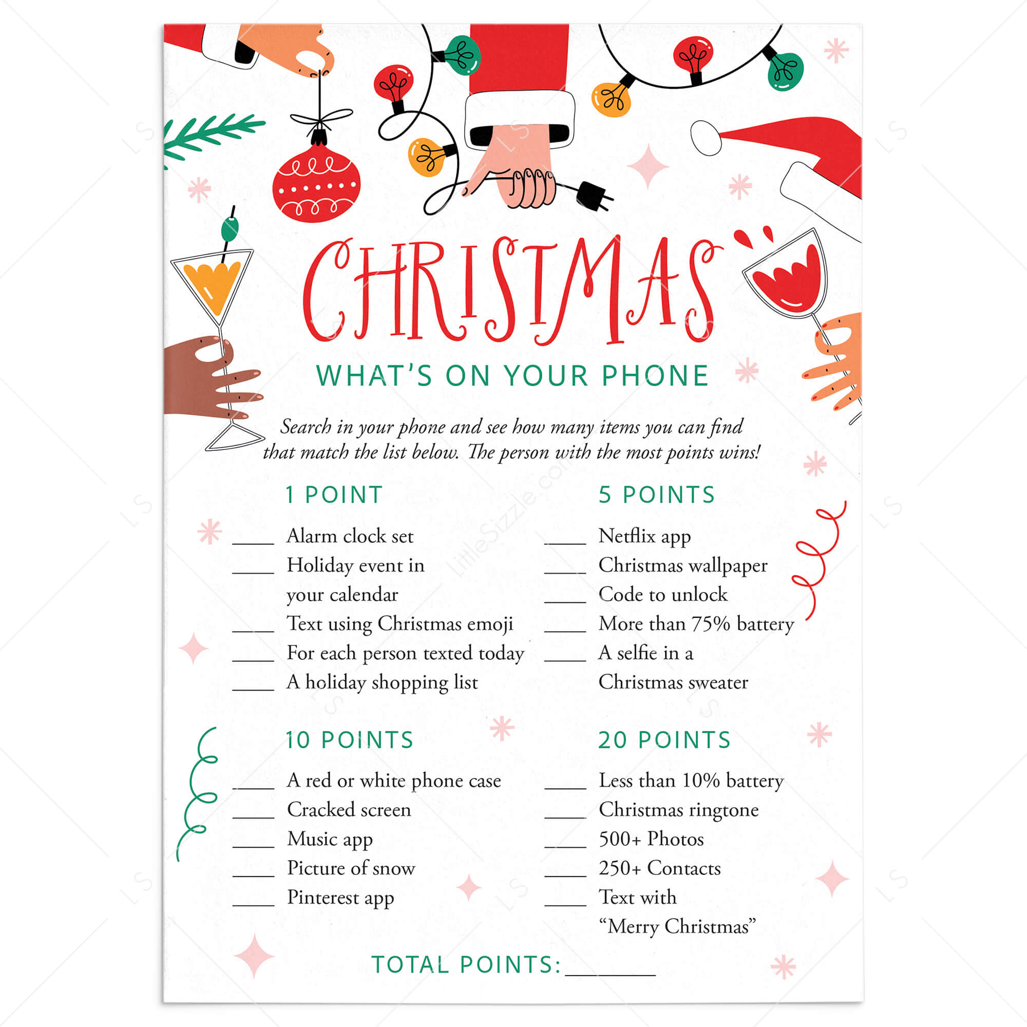 Christmas Party Phone Scavenger Hunt Printable by LittleSizzle