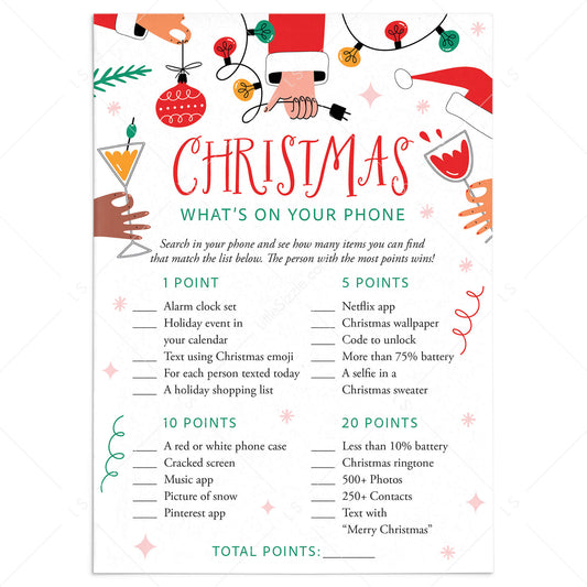 Christmas Party Phone Scavenger Hunt Printable by LittleSizzle