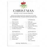 What's On Your Phone Christmas Game Printable by LittleSizzle