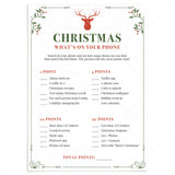 Whats On Your Phone Christmas Party Game Printable by LittleSizzle