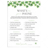 Printable St Patrick's Day What's On Your Phone Game by LittleSizzle