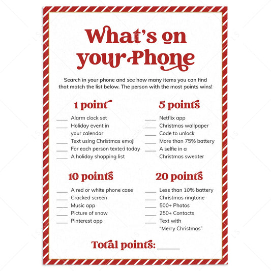 Christmas Cell Phone Game Printable by LittleSizzle