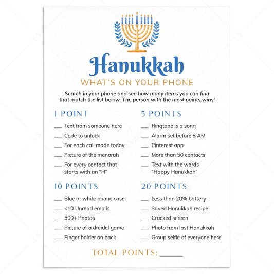 Printable Hanukkah Activity Whats On Your Phone by LittleSizzle