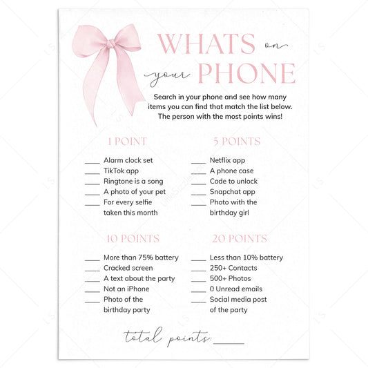 Teen Whats On Your Phone Birthday Party Game Printable by LittleSizzle