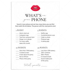Whats On Your Phone Ladies Night Game Printable by LittleSizzle