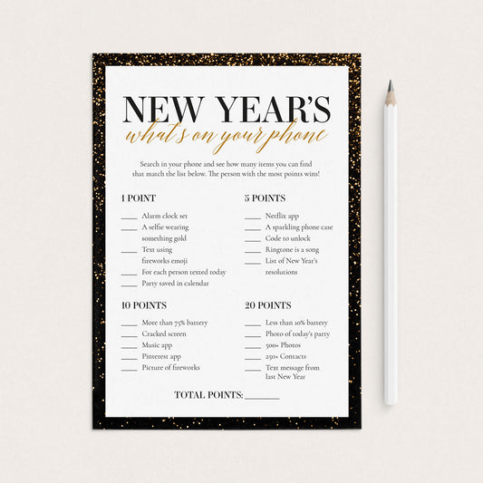 Whats In Your Phone New Years Game Printable by LittleSizzle