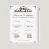 Vintage Halloween Theme Party Game What's On Your Phone Printable by LittleSizzle