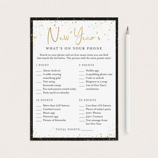 New Year's Party Game What's On Your Phone Printable by LittleSizzle