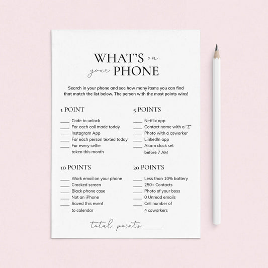 Office What's On Your Phone Game Printable by LittleSizzle