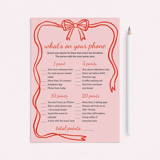 What's On Your Phone Valentine's Day Game Digital Download by LittleSizzle