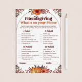 Friendsgiving Game for Adults Printable What's On Your Phone by LittleSizzle
